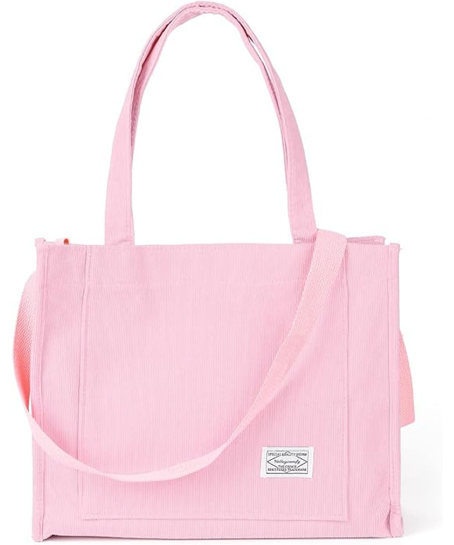 Valleycomfy Corduroy Tote Bag for Women Travel Crossbody Bag Purse Women Shoulder Bags Work Handbags Everyday Hobo Bag