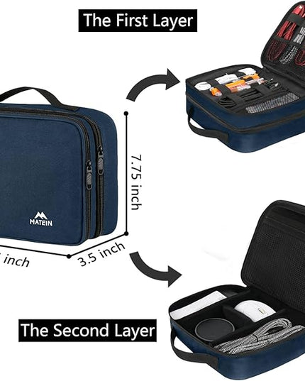 MATEIN Electronics Organizer Travel Case, Water Resistant Portable Travel Cord Organizer for Earphone, Power Bank, and Flash Drive, Universal Carry Case for Cables, Tech Gifts for Men, Navy Blue