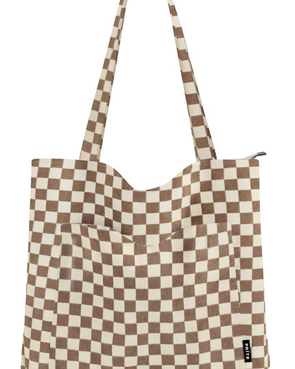Prite Corduroy Tote Bag for Women Large Shoulder Bag with Zipper and Pockets for College Work Travel Shopping