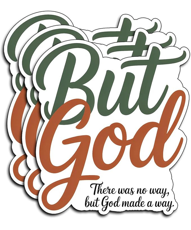 (3Pcs) But God There was No Way But God Made a Way Stickers Christian Inspirational Bible Waterproof Vinyl Decal Water Bottle Bumper Car Hard Hat Phone Laptop Religious Scripture Prayer Gifts - 3x2.5