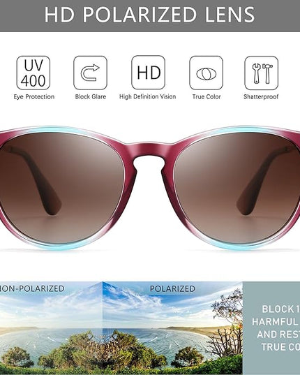 SUNGAIT Premium Vintage Round Sunglasses for Women Men Classic Retro Trendy Style