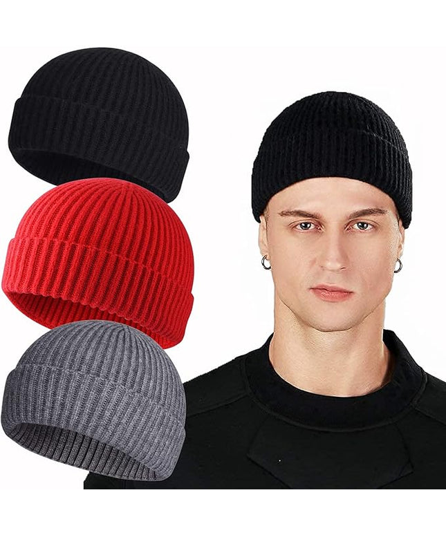 ROYBENS Swag Wool Knit Cuff Short Fisherman Beanie for Men Women, Winter Warm Hats