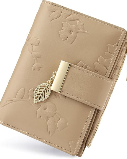 yiijay Small Wallet Women RFID Blocking Leather Bifold Wallet Credit Card Holder for Women Ladies Compact Wallet Mini Purse With Zipper Pocket