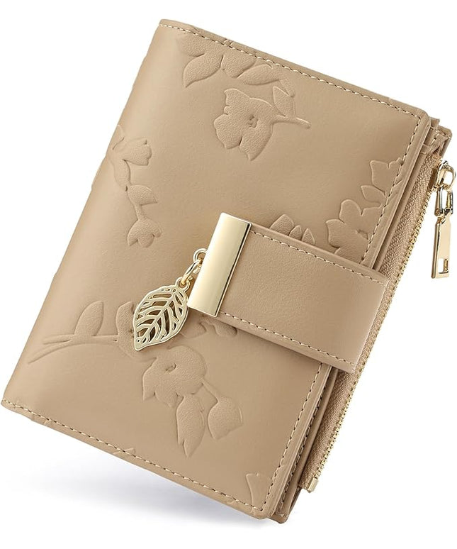 yiijay Small Wallet Women RFID Blocking Leather Bifold Wallet Credit Card Holder for Women Ladies Compact Wallet Mini Purse With Zipper Pocket