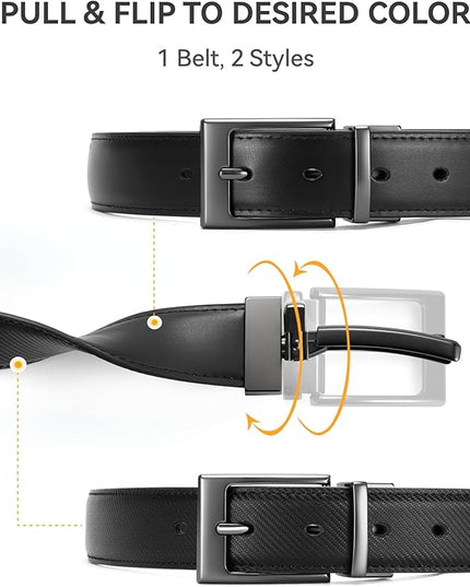 CHAOREN Reversible Belt Men 1 Piece - 1.25" Leather Dress Belt - Trim to Fit for Elegant Style