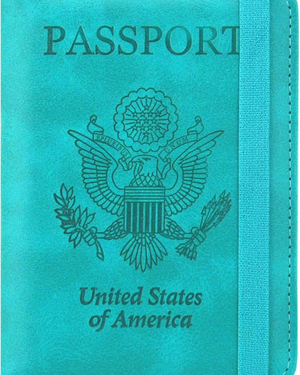 ACdream Passport and Vaccine Card Holder Combo, Cover Case with CDC Vaccination Card Slot, Leather Travel Documents Organizer Protector, with RFID Blocking, for Women and Men, C - Sky Blue, Fashion