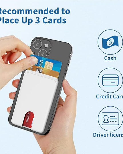 Senose Phone Wallet Stick On, Cell Phone Card Holder Credit Card Holder for Back, Phone Pocket Pouch Compatible for iPhone 12/11/X/XS Smartphones, 3 Pack (Black,White,Pink)