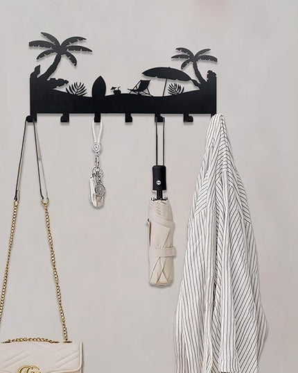 BooWoodNeonMetal Wall Mounted Key Rack | Metal Key Rack Hook Organizer | Metal Key Organizer with 7 Hooks Wall Decoration for Front Door, Hallway, Kitchen, Office