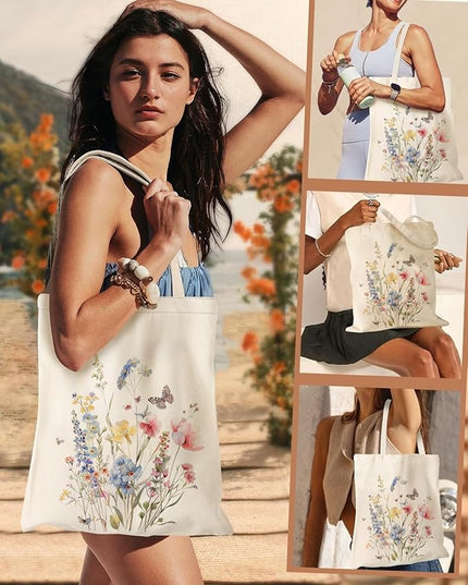 Canvas Tote Bag with Zipper Handles for Women Bridesmaid Birthday Wedding Mother Ladies Shopping Gift Bags