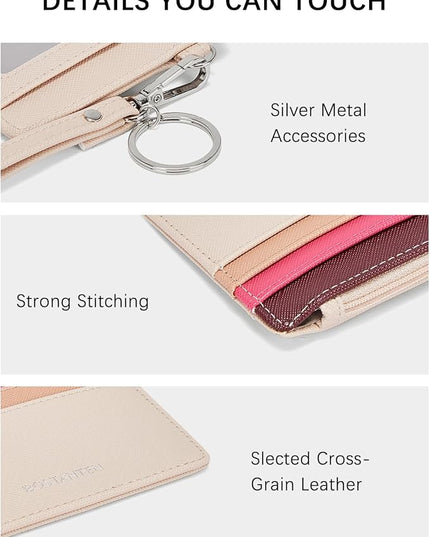 BOSTANTEN Small Wallet For Women RFID Leather Credit Card Holder Slim Wristlet Keychain Wallet With Zipper Pocket