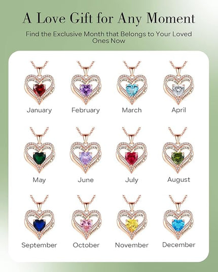 S925 Sterling Silver Necklace for Women, Wife Jewelry Rose Gold, Mom Birthday Valentines Mothers Day Gifts, Girlfriend Necklaces, Daughter Heart Jewel, Anniversary for Her