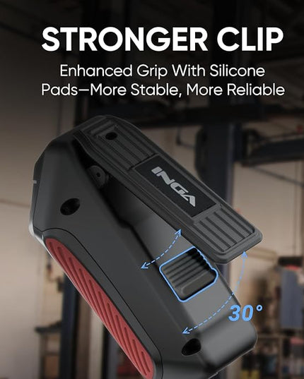 INGA Wearable Bluetooth Speaker, Mini Clip-on Portable Speaker with Light & Warning Lamp, Built-in Mic, Hands-Free Calling, for Work, Cycling, Golf & Outdoor Use (Red)