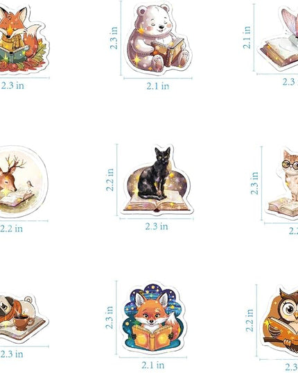 100pcs Reading Reward Stickers - Magical Holographic Books & Animals, Vinyl Waterproof Decals for Homework, Parents' Praise Notes