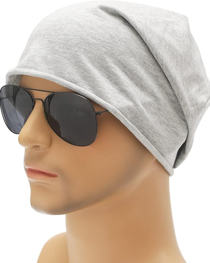 ZLYC Cotton Thin Slouchy Beanie Hat for Men Women Fashion Soft Stretch Knit Skull Cap