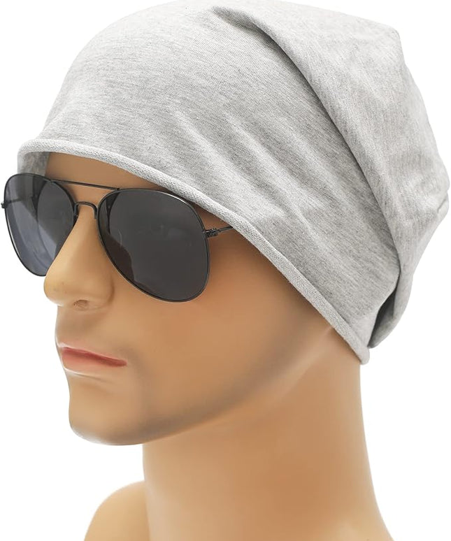 ZLYC Cotton Thin Slouchy Beanie Hat for Men Women Fashion Soft Stretch Knit Skull Cap