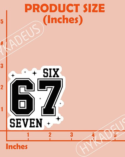 (3Pcs) Funny Six Seven 67 Stickers 6 7 Meme Vinyl Decals Waterproof for Laptop, Water Bottle, Phone Case, Tumbler, Helmet, Scrapbooking, 3" x 2.8"