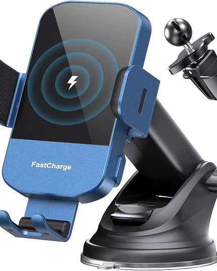Wireless Car Charger, CHGeek 15W Qi Fast Auto Clamping Car Charger Phone Mount Windshield Air Vent Phone Holder for iPhone 14 13 12 Mini Pro Max 11 Xs, Samsung Galaxy S22+ S21 S10+ Note 20