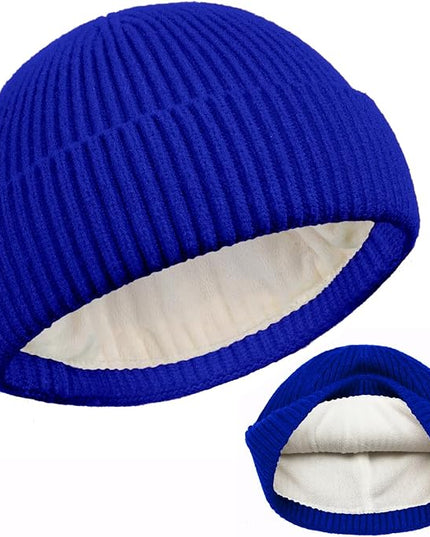 ROYBENS Swag Wool Knit Cuff Short Fisherman Beanie for Men Women, Winter Warm Hats