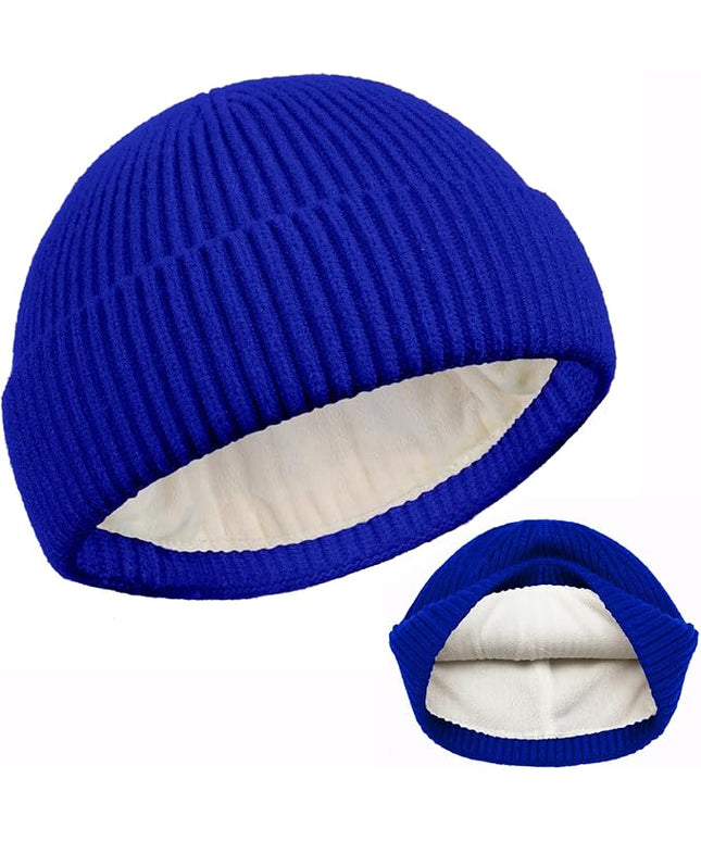 ROYBENS Swag Wool Knit Cuff Short Fisherman Beanie for Men Women, Winter Warm Hats