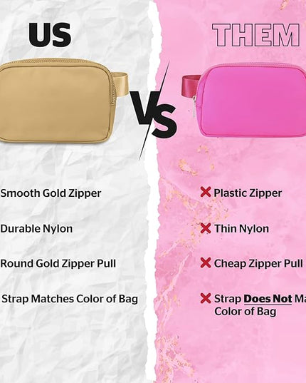 DANCOUR Beige Nylon Waist Pack Crossbody Bag for Women - Fashionable Belt Bag with 3 Pockets