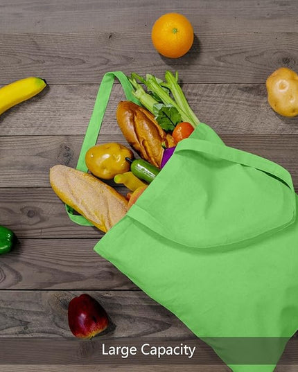 TOPDesign 6-Pack Economical 16"x15" Baby Green Cotton Tote Bags, Lightweight Medium Reusable Grocery Shopping Cloth Bags, Suitable for DIY, Advertising, Promotion, Gift, Activity