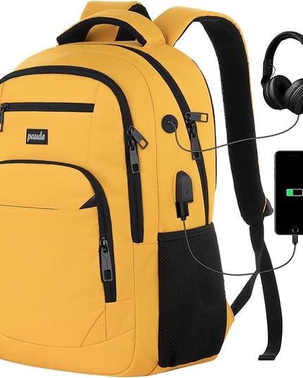 Paude Backpack for School, Laptop, Teens 15.6 Inch College Backpack for University, Business, Work, Travel - Orange