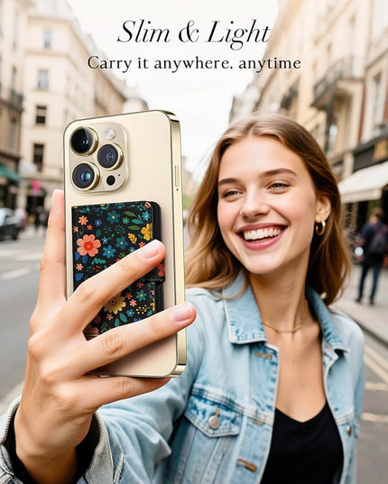 Shorogyt for Magnetic Phone Wallet Compatible with Magsafe Card Holder -Cute Luxury Slim Leather Mag Wallets for Women Fit 4 Cards,for iPhone 17/16/15/14/13/12 Series for Apple RFID Magnet, Black