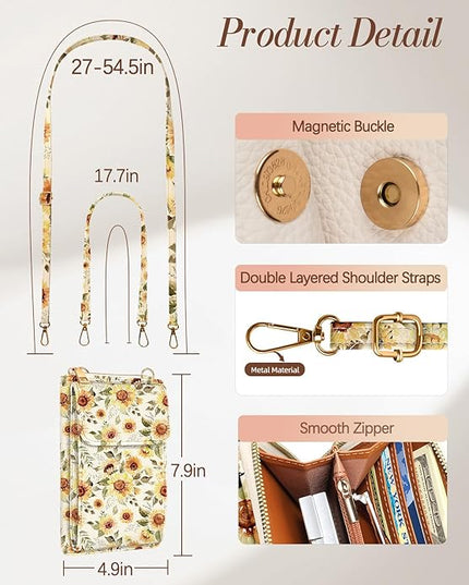 Cute Small Crossbody Purse Cell Phone Bags for Women - Leather Cellphone Wallet Purse with Shoulder Strap