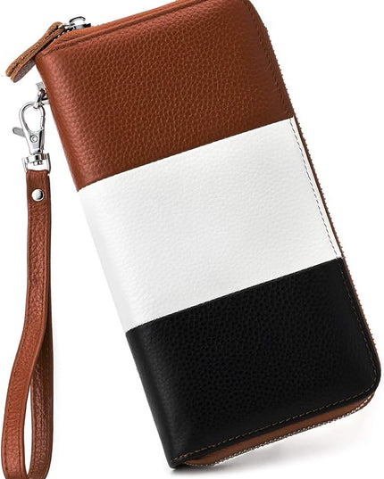 Moflycom Womens Wallet RFID Blocking Genuine Leather Multi Credit Card Large Capacity Zip Around Clutch Travel Purse Wristlet