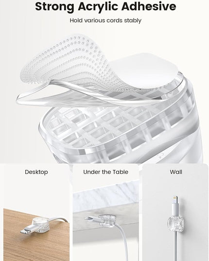 6Pack Cord Organizer, Office Desk Accessories - Lamicall Clear Cable Management Clips, Home Workspace Chritsmas Organization Accessories, Nightstand Desk Decor, Dorm Room Desktop Gadget Essentials