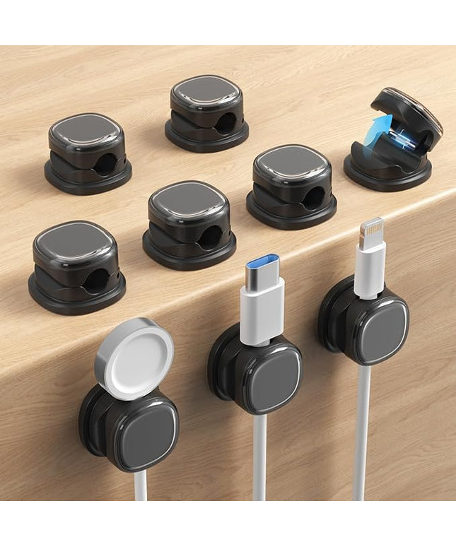 9 Pack Cord Organizer, Spring Cable Management, Adhesive Cute Cable Holder Clips, Phone Charger Wire Keeper for Desk Nightstand Car Office (9-Pack Black)
