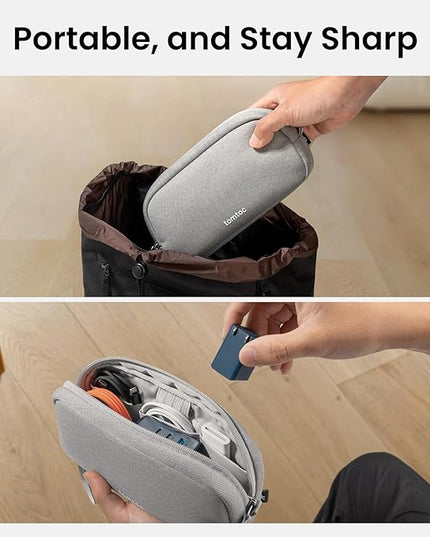 tomtoc Electronics Organizer Travel Case, Water Resistant Travel Bag Cable Organizer for Essentials, Tech Pouch Accessories Carry Storage for Cord, Phone, Cables, Airpods, USB Flash Drive, Daily Items
