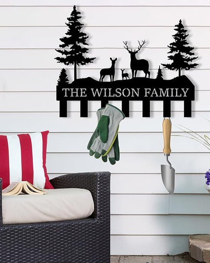 Personalized Metal Key Holder for Wall, Forest Design Rack, Metal Wall Mount Custom Name Hooks Decoration, Name Letter Wall Decoration Key Hooks, Key Hanger Decor, Key Organizer for House, Farmer Gift