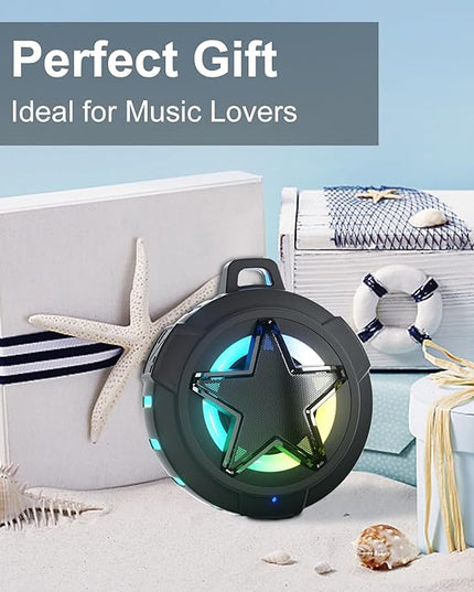 EBODA Bluetooth Shower Speaker, IP67 Waterproof Portable Speakers, Floating, TF Card, Small Outdoor Speaker with LED Light, True Wireless Stereo for Bike, Beach, Paddle Board, Kayak, Gifts