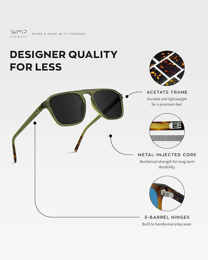WearMe Pro Polarized Modern Aviator One-Bridge Square Mens Sunglasses