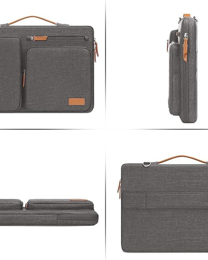 MOSISO 360 Protective Laptop Shoulder Bag,17-17.3 inch Computer Bag Compatible with MacBook, HP, Dell, Lenovo, Asus Notebook,Side Open Messenger Bag with 4 Zipper Pockets&Handle, Taupe Gray