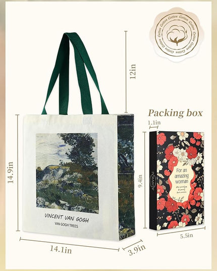 AUSVKAI Cute Canvas Tote Bag for Women, Reusable Designer Bags with Handles Pockets&Snaps for College Beach Everyday Grocery