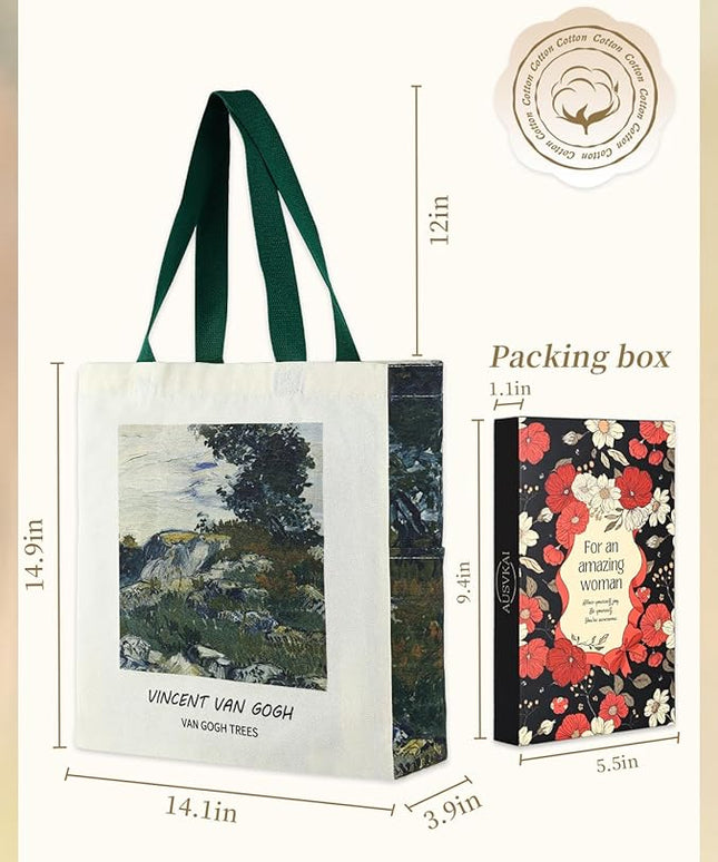 AUSVKAI Cute Canvas Tote Bag for Women, Reusable Designer Bags with Handles Pockets&Snaps for College Beach Everyday Grocery