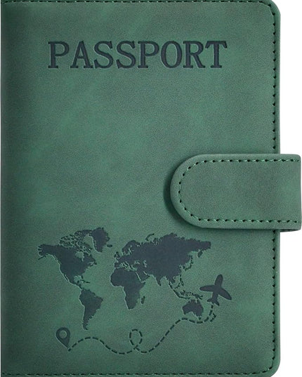 Passport Holder, Passport Cover with Credit Card Slot and Boarding Pass Slot Combo, Passport Wallet Case Book Travel Must Have, RFID Blocking Leather Travel Accessories, Green