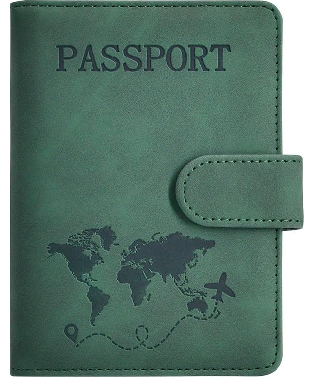 Passport Holder, Passport Cover with Credit Card Slot and Boarding Pass Slot Combo, Passport Wallet Case Book Travel Must Have, RFID Blocking Leather Travel Accessories, Green