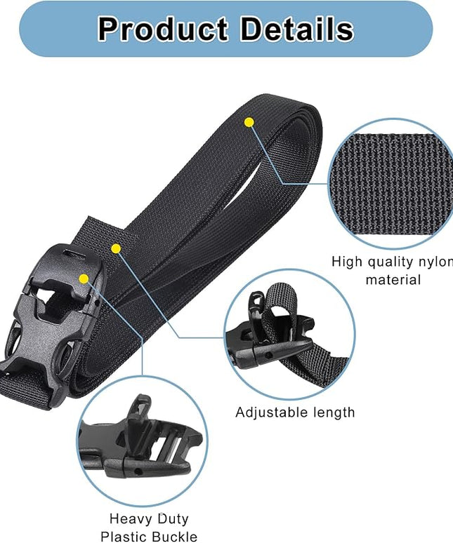 Vigorport Utility Straps Quick Release Nylon Backpack Accessory Bag Strap,Adjustable for Hiking,Travel,Outdoor Sports-4 Pack (Black, 1" W-96 L)
