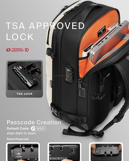 BlackVoyage Vortex Vacuum Seal Travel Backpack 60L Expandable Air Compression System Water Resistant TSA Lock Carry-On Suitcase Luggage White AERO - Vacuum Pump Included