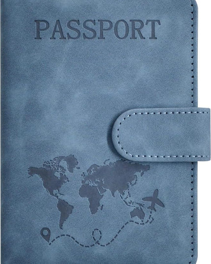 Passport Holder, Passport Cover with Credit Card Slot and Boarding Pass Slot Combo, Passport Wallet Case Book Travel Must Have, RFID Blocking Leather Travel Accessories, Navy Blue