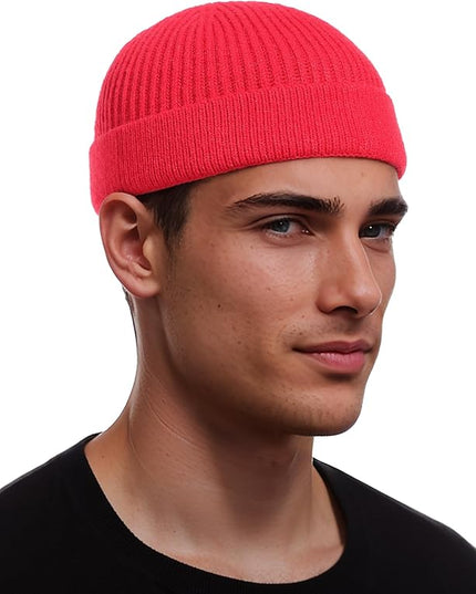 vidsel Thin Wool Fisherman Beanie for Men Women, Short Knit Cuff Trawler Watch Hats