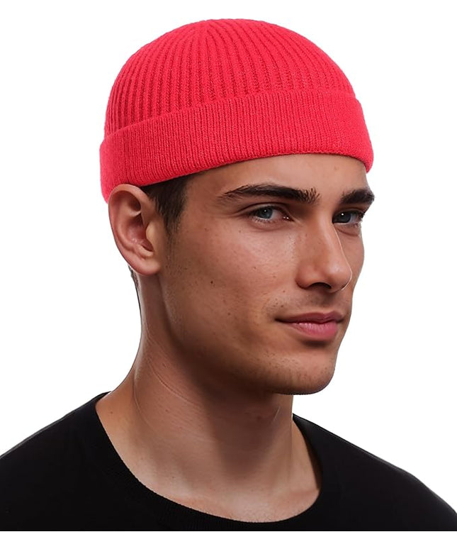 vidsel Thin Wool Fisherman Beanie for Men Women, Short Knit Cuff Trawler Watch Hats