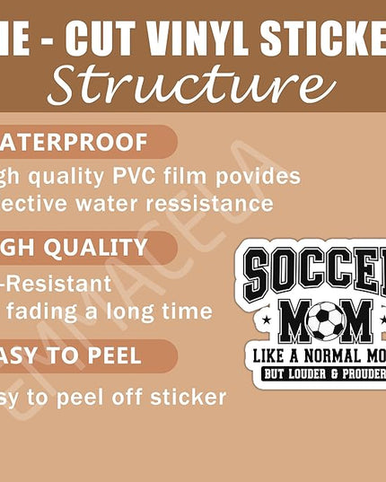 (3PCS) Soccer Stickers - Soccer Mom Like A Normal Mom - Waterproof Vinyl Decal for Tumblers, Water Bottles, Laptops, Scrapbooks, Soccer Gift Sticker for Mom - 3" x 2.5"