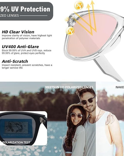 MEETSUN Polarized Sunglasses for Women Men Classic Retro Square Frame Driving Sun Glasses UV Protection