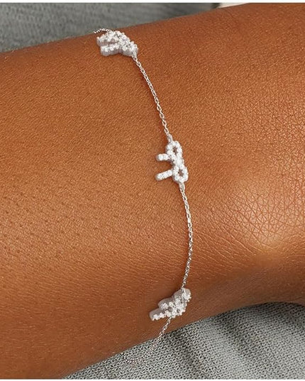 FUNEIA Dainty Silver Gold Bracelets for Women Trendy Non Tarnish 14K Gold Plated Waterproof Diamond Bracelets Cute Stackable Heart Butterfly Clover Cross Evil Eye Charm Bracelet Stack Jewelry Gifts