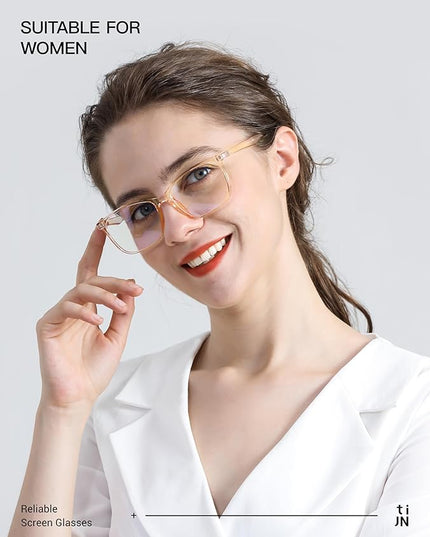 TIJN Blue Light Blocking Glasses for Women Men TR90 Frame Square Nerd Eyeglasses Anti Blue Ray Computer Screen Glasses