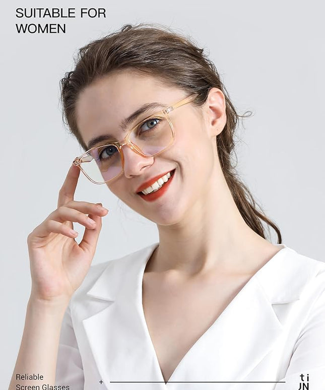 TIJN Blue Light Blocking Glasses for Women Men TR90 Frame Square Nerd Eyeglasses Anti Blue Ray Computer Screen Glasses